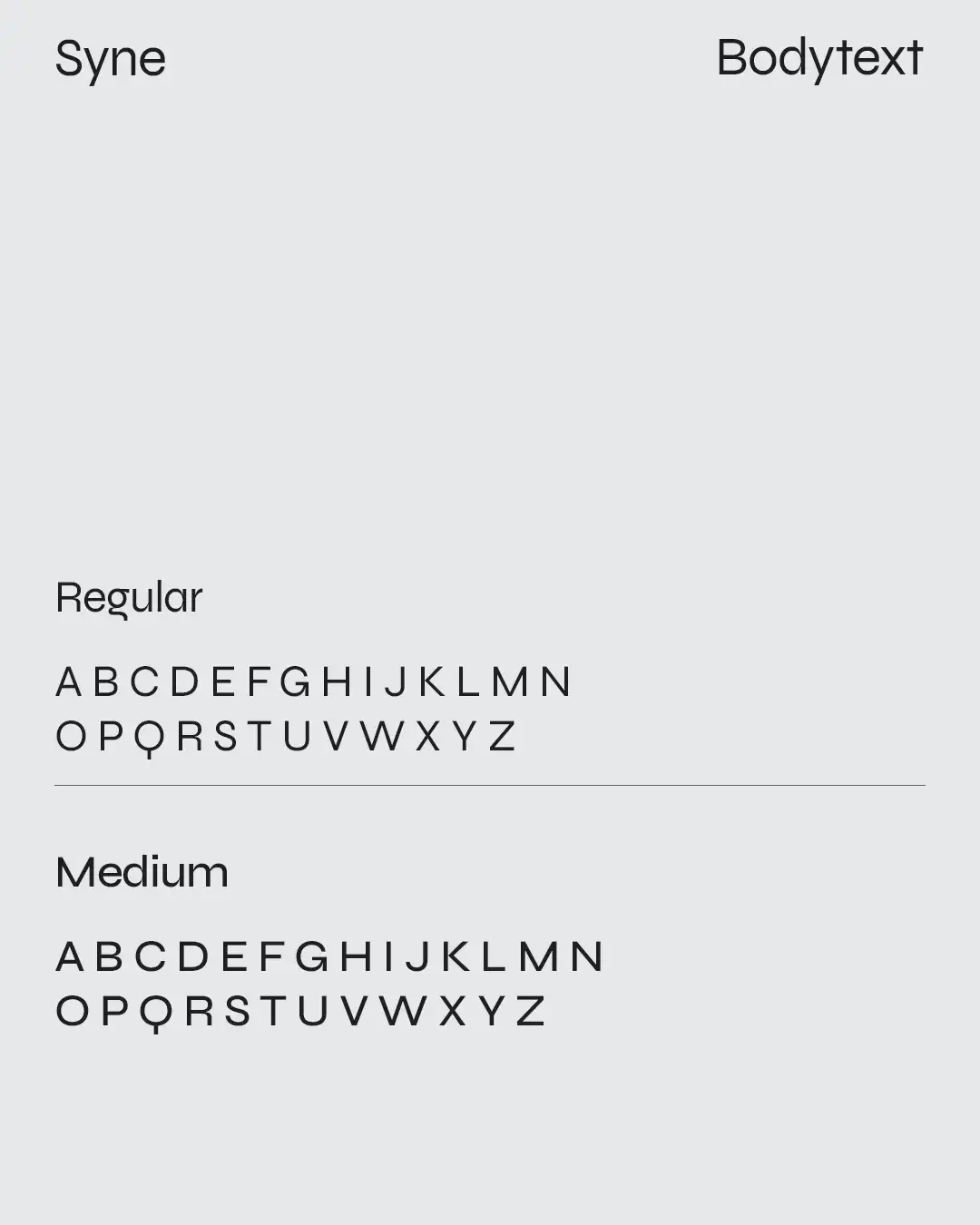 Schriftmuster der Bodytext-Schrift „Syne" in Regular und Medium als Teil des Elektro Bremer Corporate Designs